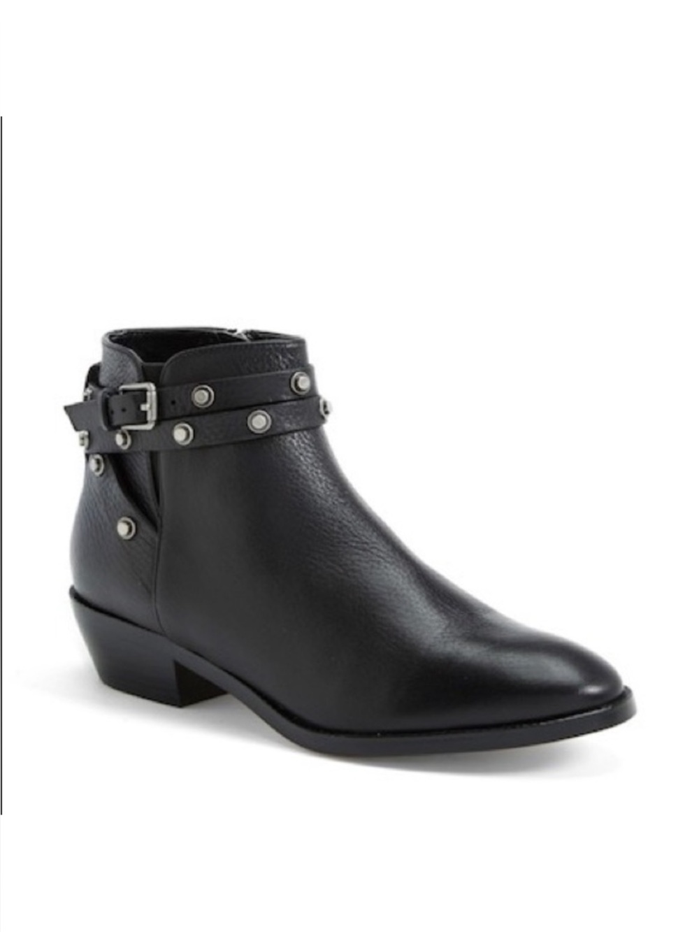 Halogen Black Leather Studded Ankle Boots Women’s Size 7.5 $139